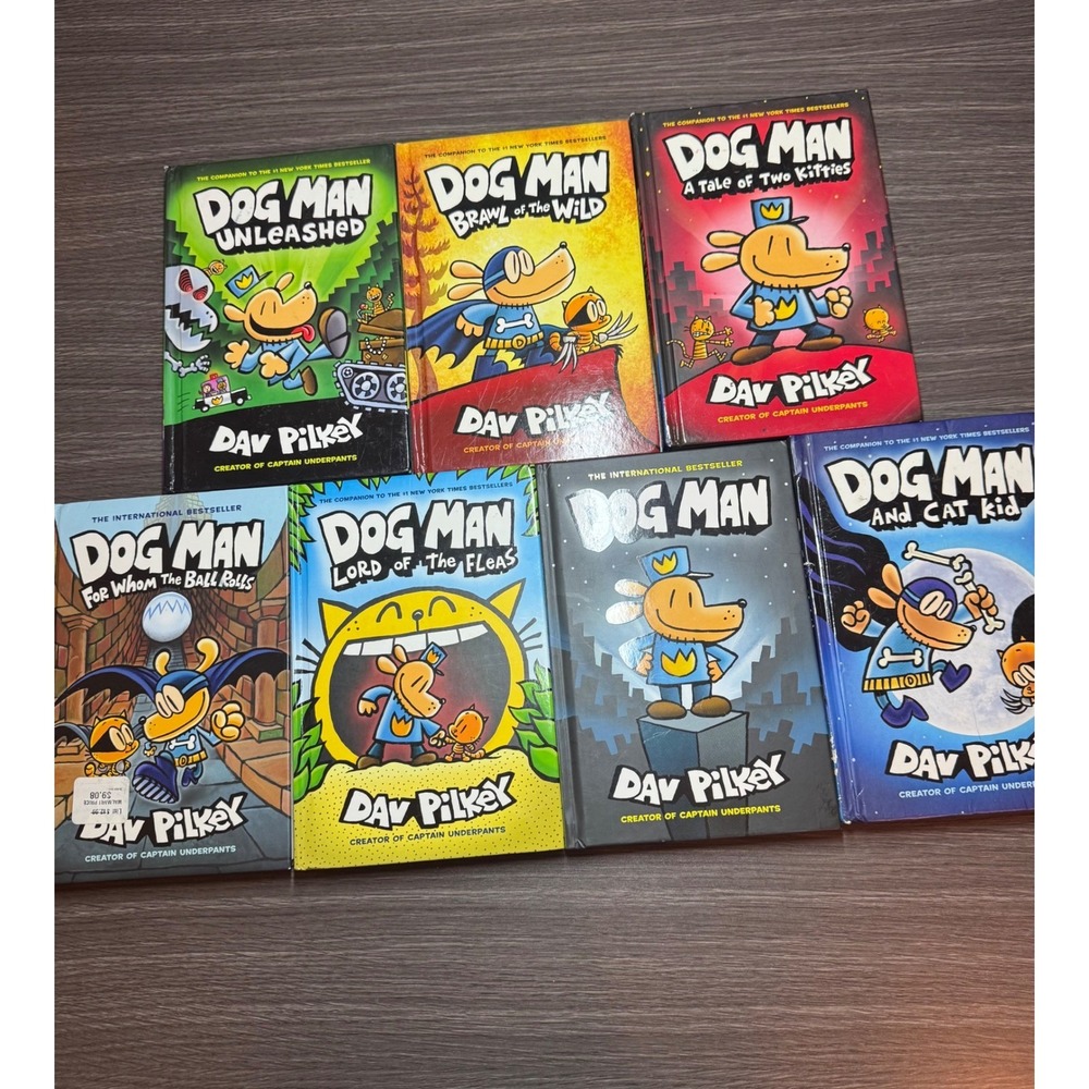 Dav Pilkey Dog Man Hardcover Book Lot of 7 Graphic Novels Kids Series